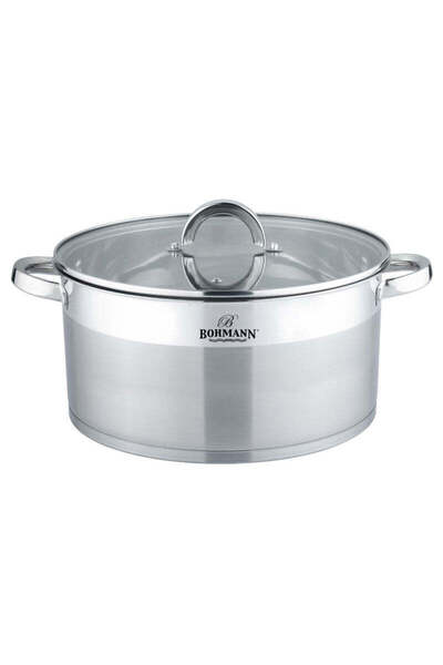 Bohmann Cratita din inox, 3.7 litri, 20x12cm, capac sticla termorezistent, co...