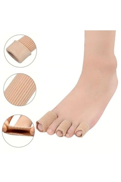 Pisicik 15 cm 2.5 and 1.5 cm Diameter Hand and Foot Finger Protector Teo Fabric Covered Gel Silicone Tube Bone Protector
