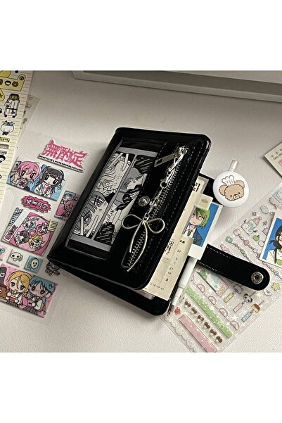 Choice black with inner Portable Retro M5 Loose Leaf Notebook Soft Zip PU Cli...