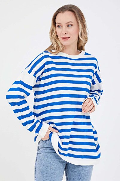 Fulla Moda Striped Crew Neck Knitwear Sweater