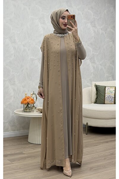 Generic Brand Parıltı Evening Dress Beige