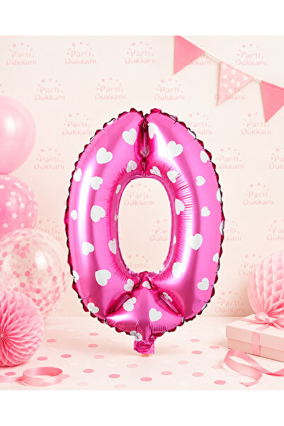 Parti Dükkanı 16 Inch 36 cm Polka Dot Pink 0 Number Foil Balloon Birthday Age...