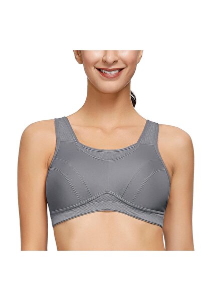Deyllo Wired bra for large busts, high support, gray