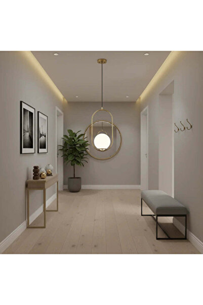 OEM LOFT Gallery Модерен полилей, 1x E27, бяло злато, метал, регулируема висо...