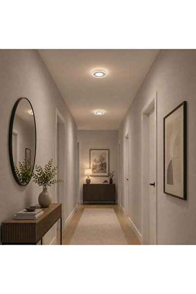 OEM Lustra LED CELUN, 33W, Diametru 21cm, Lumina Calda/Neutra/Rece, Alb, Meta...