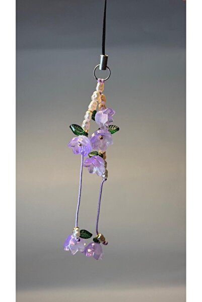 Gioriz Atelier Violet Bloom | El Yapımı Gül ve İnci Detaylı Telefon/Çanta Süsü