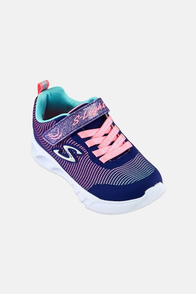 SKECHERS Kids Girl Flicker Flash Velcro Closure Running Shoes, Multicolor
