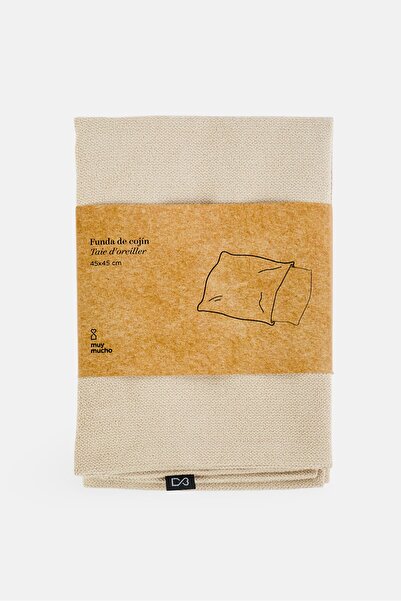 Muy Mucho Rectangular Shape Solid Cushion Cover, Beige