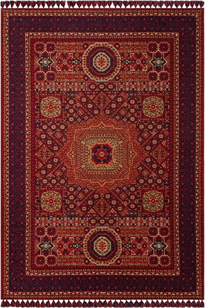 Cool Halı Atlas Kırmızı Vintage Otantik Retro İnce Kaymaz Taban Makinede Yıka...
