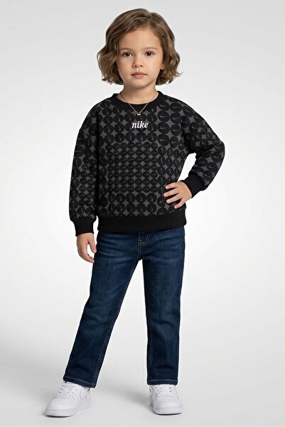 Nike Toddlers Girl Embroidered Logo Long Sleeve Outdoor Sweatshirt, Black