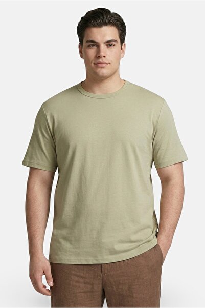 Larsson & Co Men Crew Neck Short Sleeve Ribbed T-Shirt, Sage Green