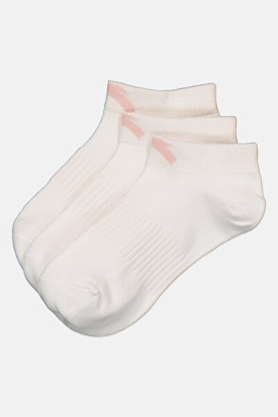 Anta Kids Girl 3 Pairs Brand Logo Ankle Socks, White