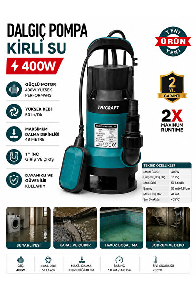 Tricraft 400W DALGIÇ KİRLİ SU POMPASI