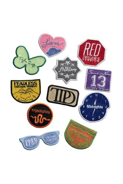 OEM Set of 11 TS Eras iron-on embroidered patches with various colors, shapes...