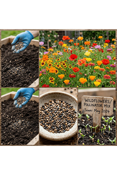 Bloom & Sow Seed خليط بذور الزهور البرية (أنواع غنية بالنكتار) - تجذب النحل و...