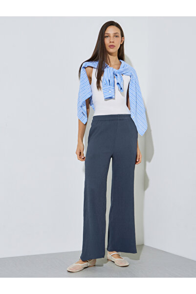 Styli Dark Grey Wide Leg Pants with Elastic Waist