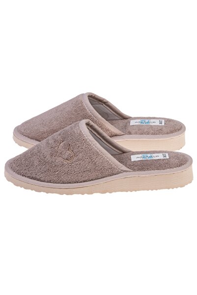 Amaryllis Slippers Γυναικεία παντόφλα πετσετέ μόκα, ελληνικής κατασκευής.