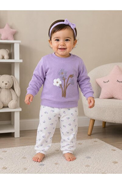Ceylan Bebe Girl's 100% Cotton Top and Bottom Set