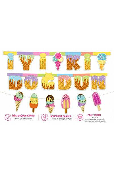 Behind party store Ice Cream Themed Happy Birthday Banner and Ice Cream Theme...