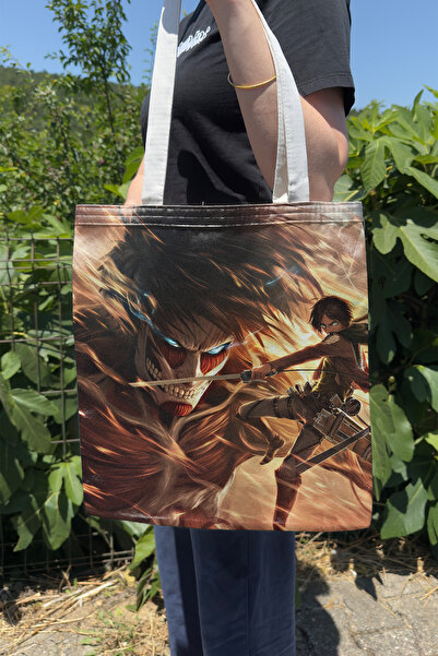 ZipZap Attack on Titan V2 Summer Winter Double-Sided Canvas Print Tote Bag An...
