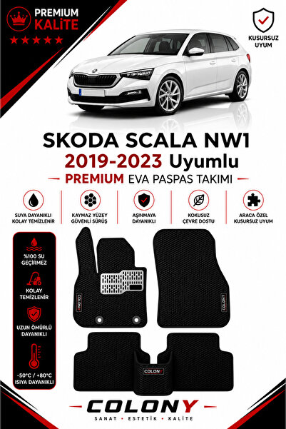 COLONY Skoda Scala Uyumlu EVA Paspas Tam Set–Araca Özel,Kolay Montaj,Su Geçirmez
