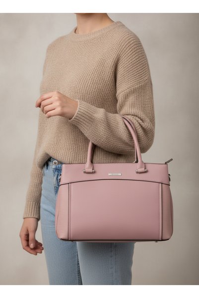 SilviaRosa Women's Tote Bag , Structured, Textured Sides, Pink
