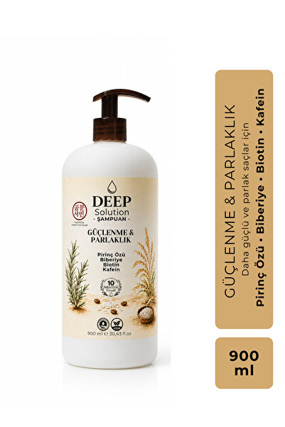 Deep Solution Pirinç Özlü Güçlenme ve Parlaklık Şampuanı 900 ml Biotin Biberi...