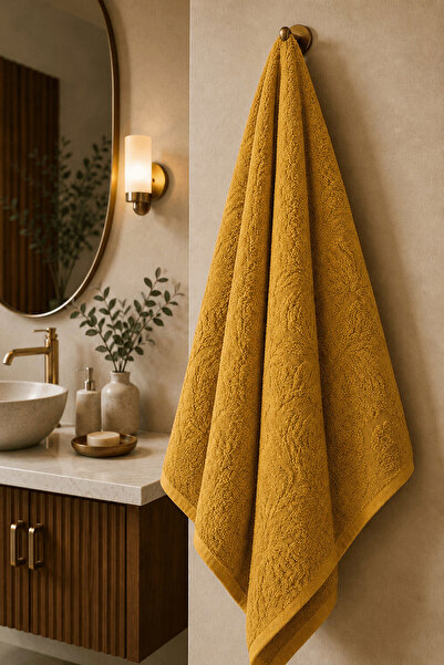 Elif Mira Large Bath Towel 90X150 cm 100% Cotton Ivy Collection 650 Gr