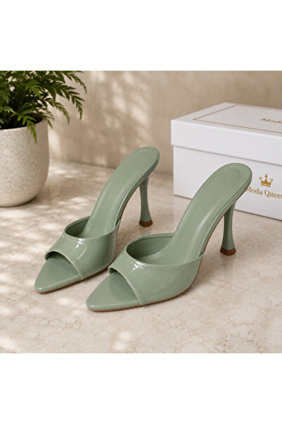 NewQueens New Dilla Women's Heeled Slippers Pointed Toe Casual Slippers 8.5 cm