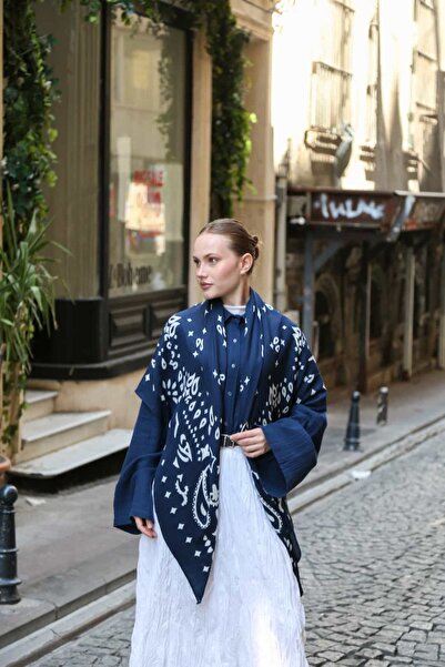 ENRİCO FERRİ Lusso Shoulder Shawl - Dark Blue