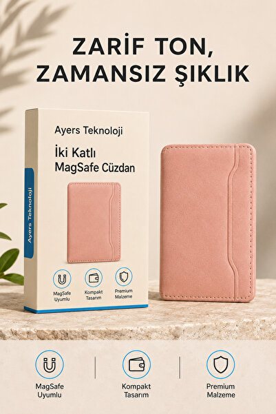 Ayers Premium Erkek İki Katlı MagSafe Uyumlu Manyetik Kartlık Cüzdan, 2 Kart ...