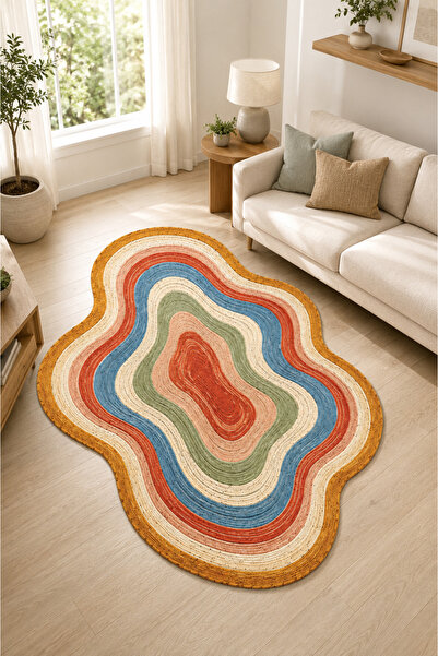 HALISHOP Non-Slip Base Machine Washable Chenille Woven Rug