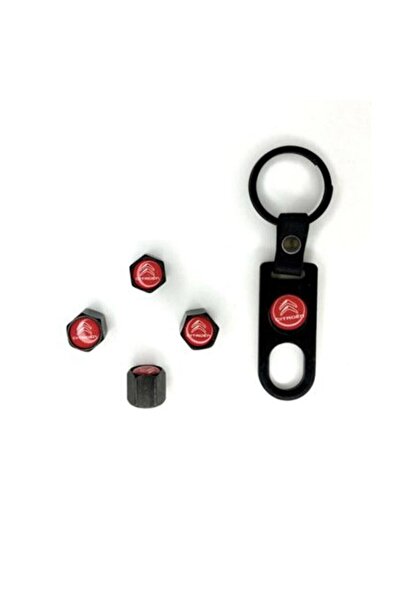 GARDENAUTO Citroen Auto Accessory Metal Valve Cover and Keychain Set