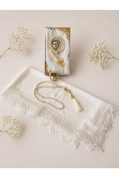 lifestyling Prayer cover (with lace), stone zikirmatik and 99 glass beads ros...