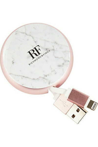 Richmond & Finch CW-014 Ανασυρόμενο Καλώδιο USB-A σε Lightning Λευκό 0.9μ