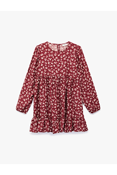 Koton Rochie din viscoză cu mâneci lungi, cu imprimeu floral, plisată, cu dec...