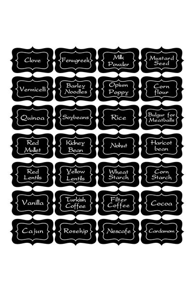 Örün Matbaa High-Quality PVC Jar Labels, 109 Stickers for Various Nuts, Spices, and Legumes
