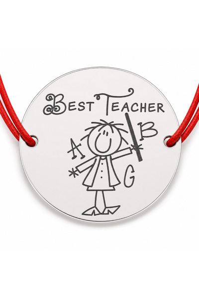 Simoshop Brățară argint 925 Best Teacher, șnur reglabil — cadou învățătoare
