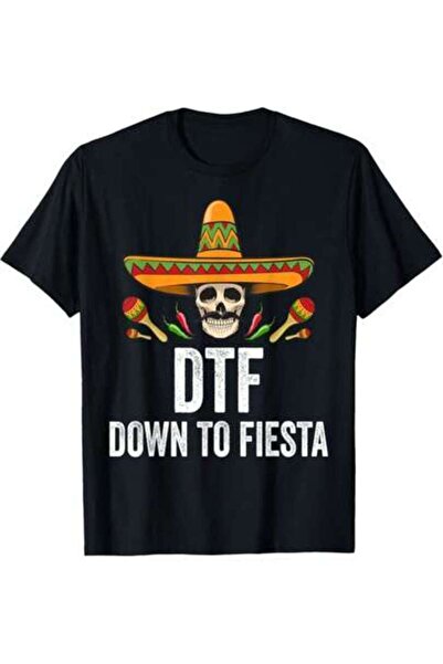9TAY تي شيرت مطبوع عليه جمجمة مضحكة من Mexican Fiesta DTF للجنسين، مصنوع من ا...