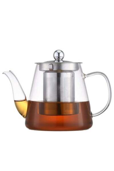 Trust Borosilicate Glass Tea Pot With Stainless Steel Lid & Infuser Clear 450ML