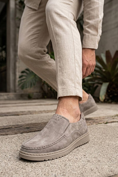 SOLMAZ Dimport 112 Gray Genuine Leather Men's Shoes