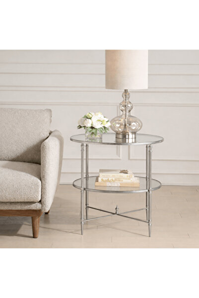 UTTERMOST Henzler 68 W x 66 H x 68 D Silver Round End Table with Mirror Top