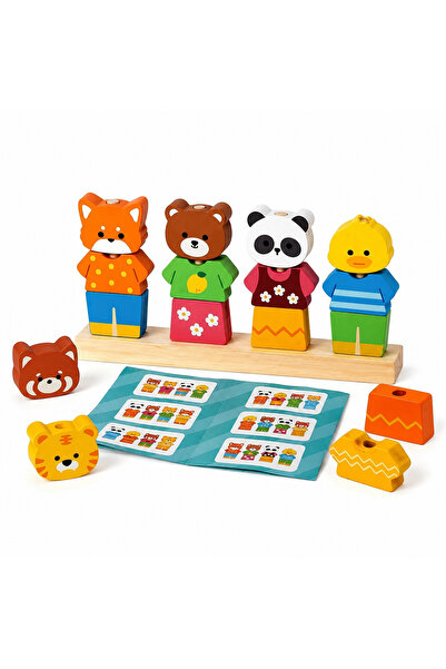 Stuniko ® Joc Montessori din Lemn – Îmbracă și Potrivește Animalele, Puzzle E...