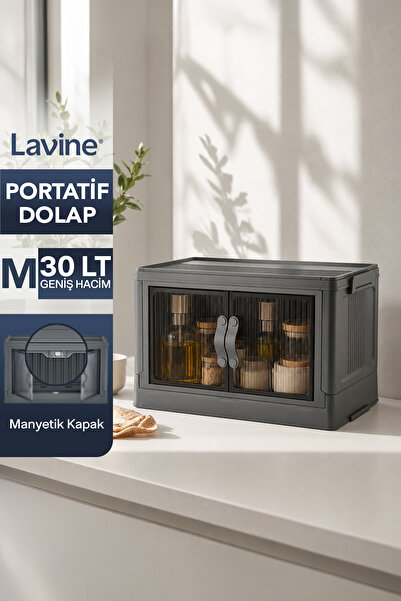 Lavine “MEDIUM” Tekli Portatif Organizer Dolap Beyaz 30 LT Mıknatıslı Kapaklı...
