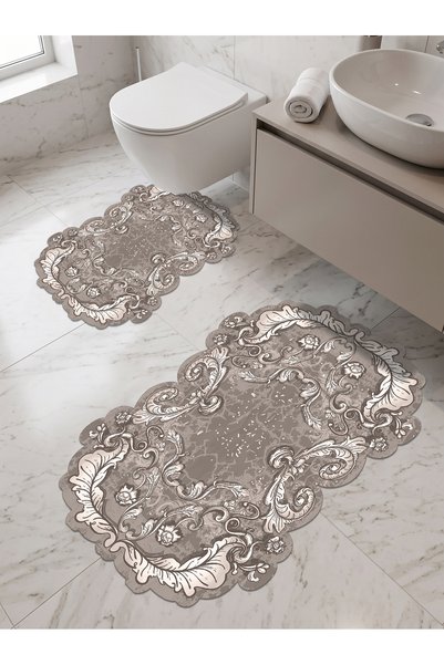 patron halı LM238 Kaymaz PVC Deri Taban Lazer Kesim İkili Banyo Seti, Makinad...