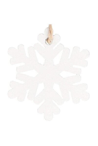 Mandalin , Decoratiune brad fulg de zapada din lemn, set 6 bucati, 4cm, alb