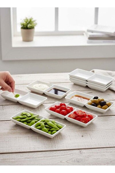 Reem 6-Piece Porcelain Section Plate Set White Small