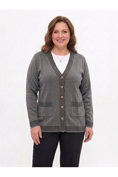 onno style women Banti Wicker Patterned Steel Knit Classic Tricot Jacket
