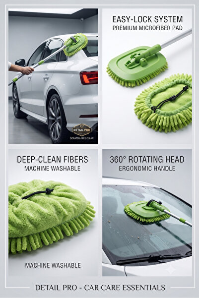 Autobase Mikrofiber Çok Fonksiyonlu Oto Araba Yıkama Temizleme Fırçası Mopu