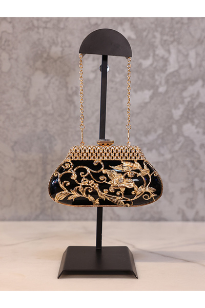 EVASAMLİSHOESBAG Taş İşlemeli Metal Abiye Çanta